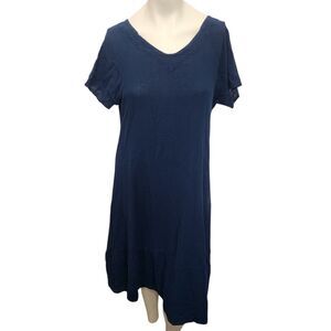 Oh My Gauze Navy Cotton Dress Womens Small Shift Short Sleeve Casual Boho